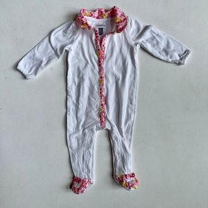 Absorba Paris Floral Collar Footed Pajamas